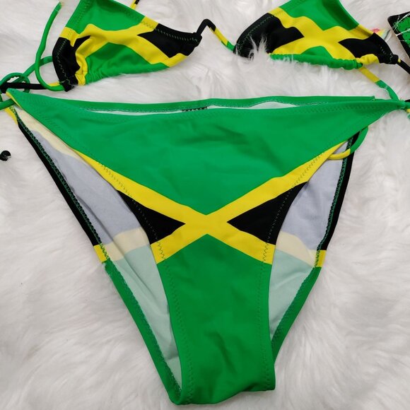 C.J.L Flag-Inspired Triangle Sexy Cheeky Bikini Set Y2K Size 5, NWT - Picture 11 of 11